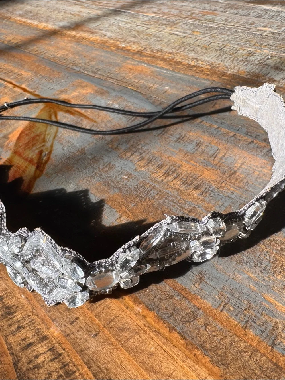 Rhinestone Crystal Embellished Stretch Headband - Clear & Black